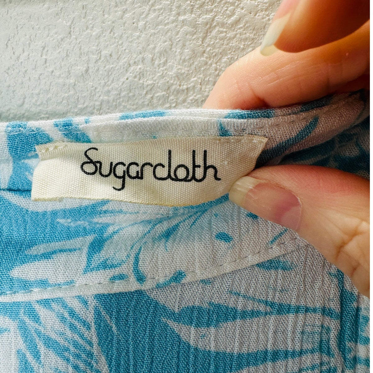 Sugarcloth SET Ivory Blue Floral Crop Top & Faux Wrap Skirt S