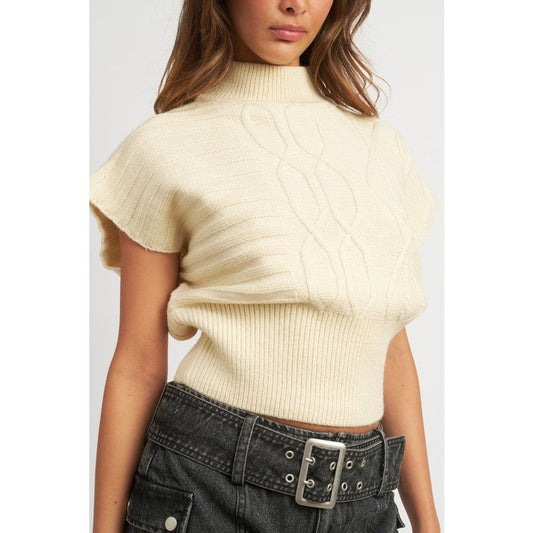 Emory Park Cream Mock Neck Geometric Knit Sweater Vest S