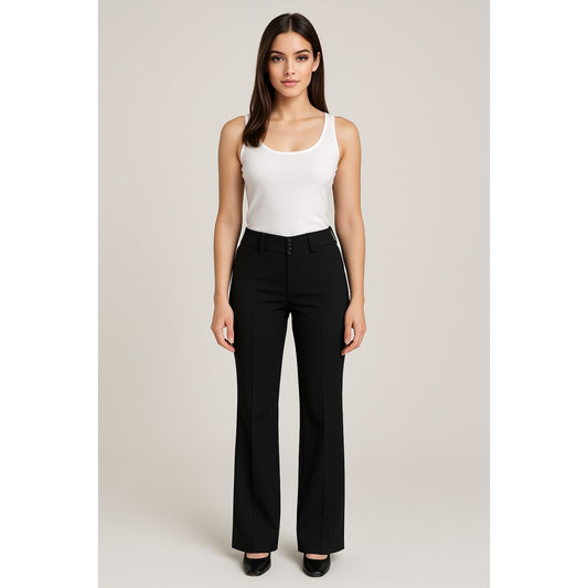 Burberry Wool Pants 4 Black Wide Leg Double Button Trousers Front Pockets