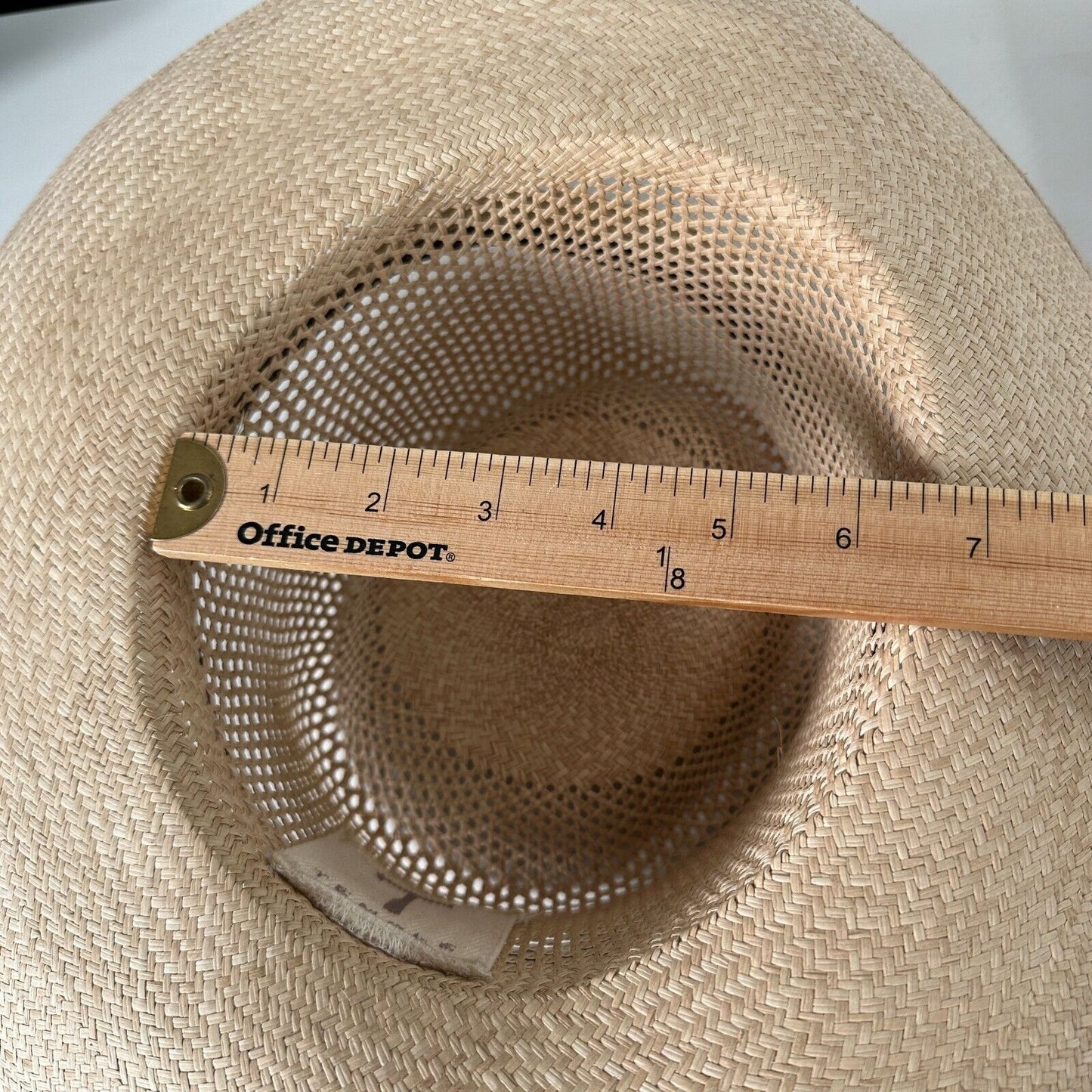 Temple Tan & Brown Basket Weave Rattan Wide Brim Hat Embellished Dark Brown Band