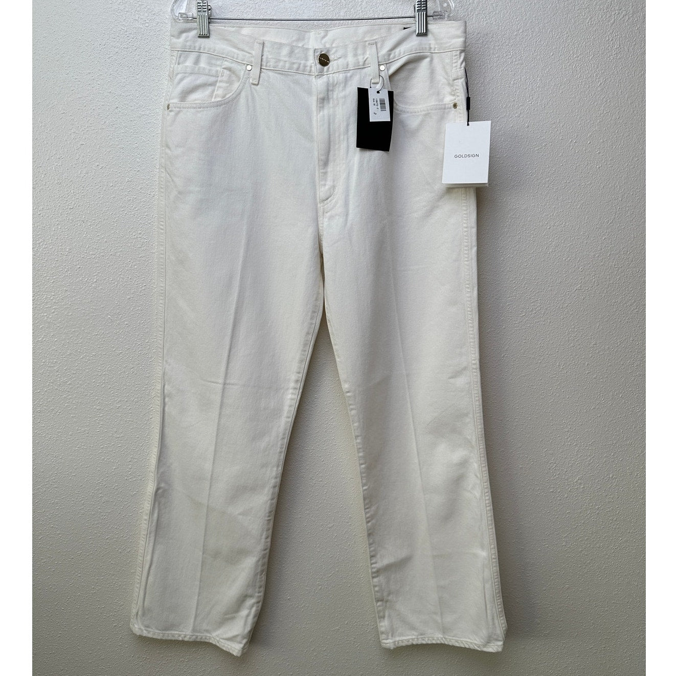 NWT Goldsign The A Jean Pressed Pearl Ivory Jeans 32