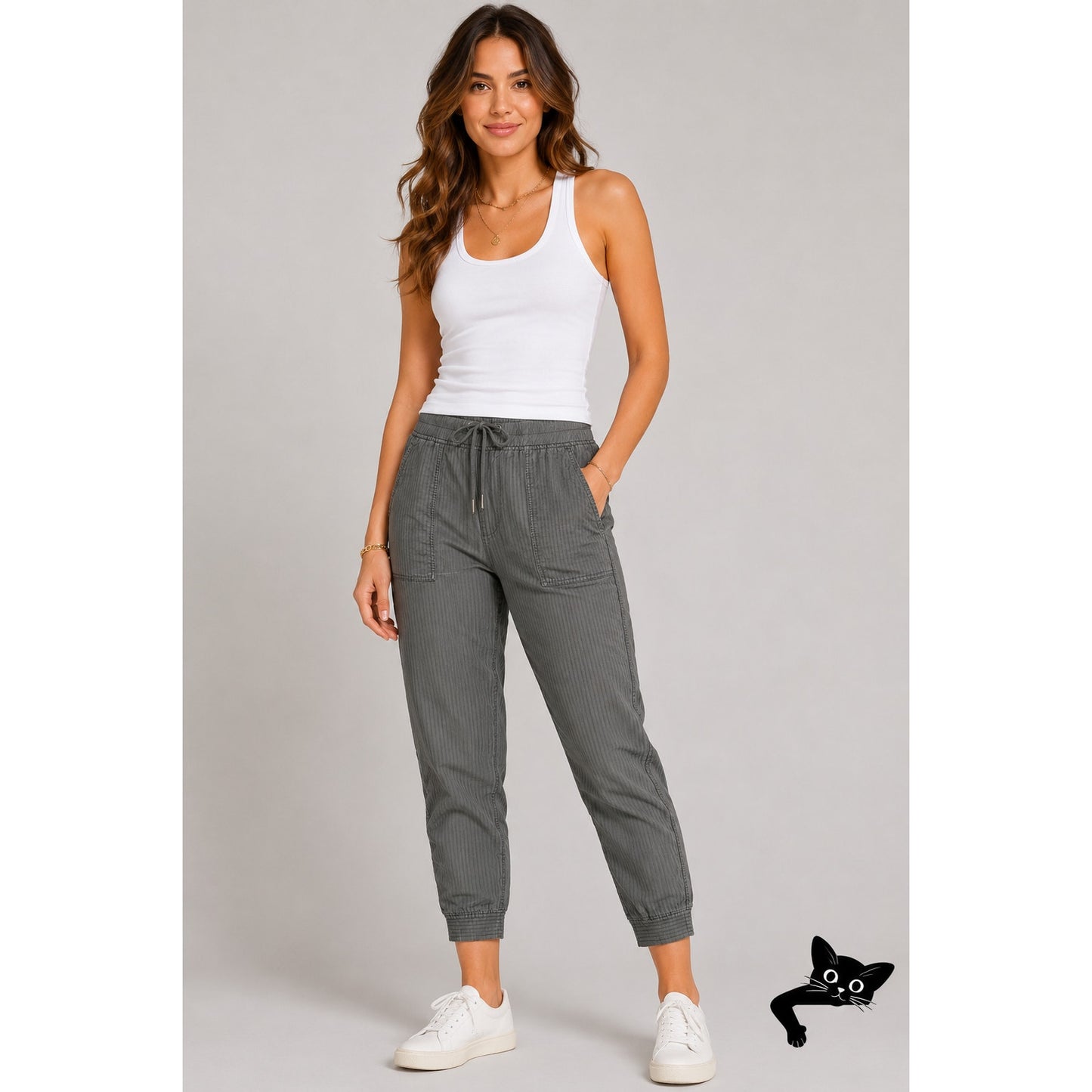 NWT James Perse Women’s Striped Utility Jogger Pants Green Sz 4