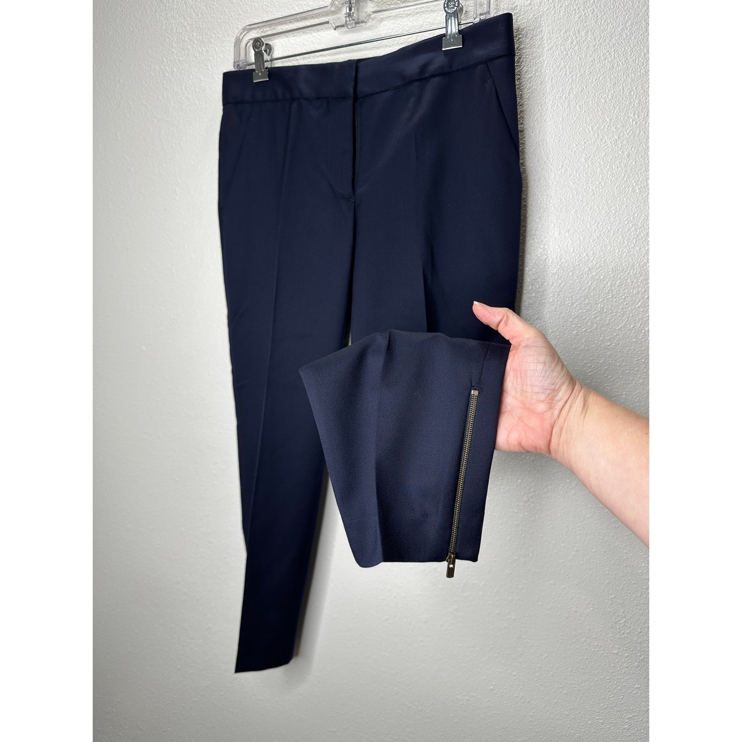 Stella McCartney Navy Vivian Wool Tapered Leg Zip Ankle Trouser Pant 40 / M