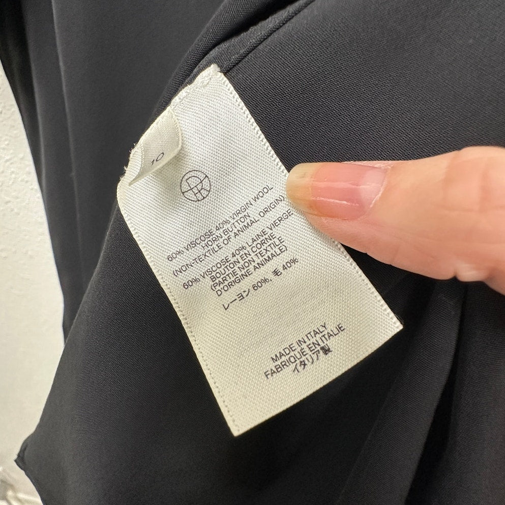 The Row Elada Wool-Blend Shirt Black Women’s US 10 3/4 Sleeve