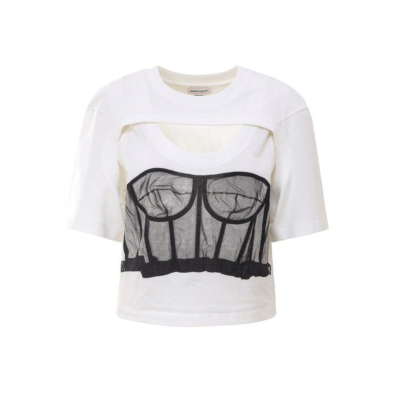 Alexander McQueen T-Shirt White Womens US M Corset