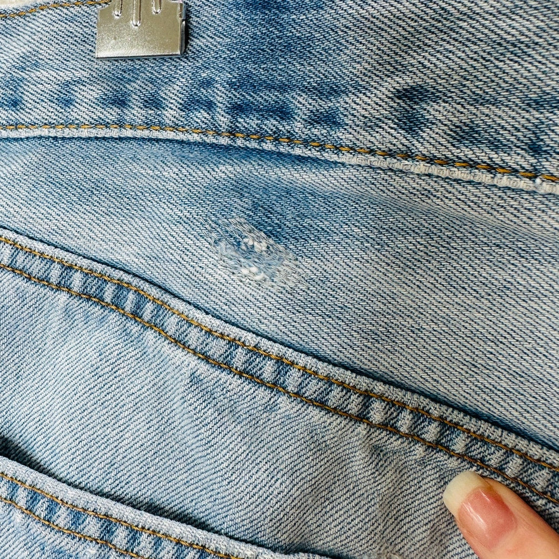 Levis 501 Light Blue Wash Button Fly Cutoff Refurbished Jean Shorts 36
