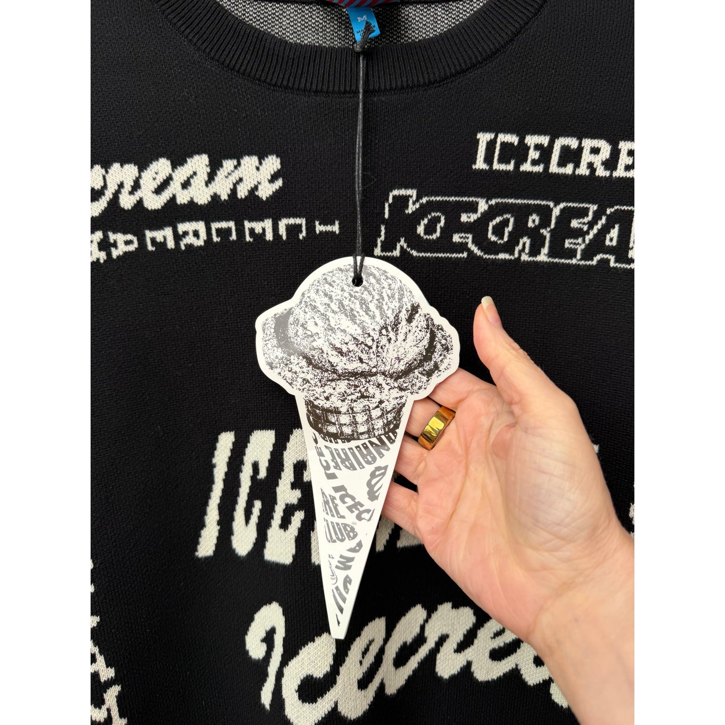 NWT Ice Cream BBC Multi Logo Knit Crewneck Sweater Black Ivory Size M