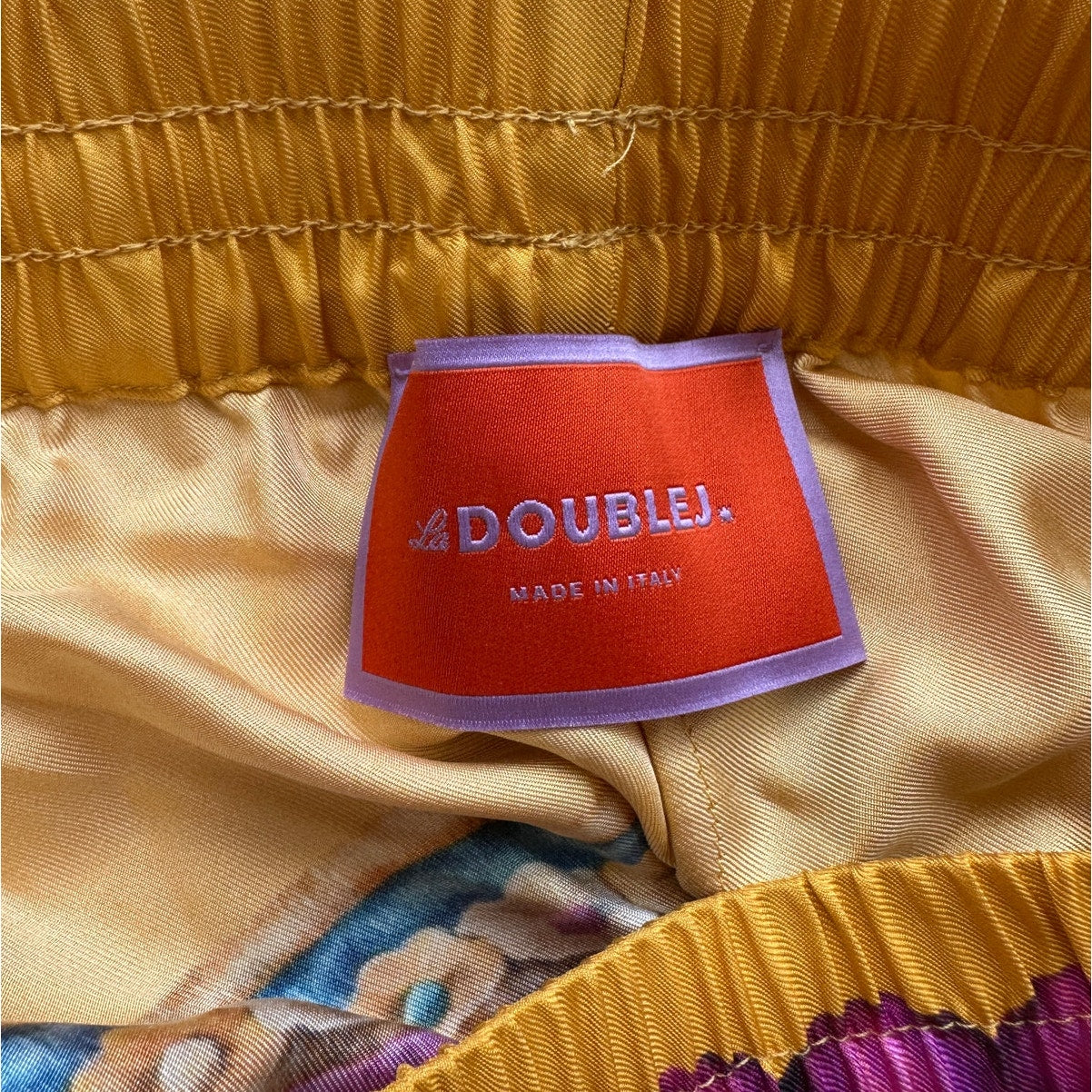 La DoubleJ Yellow Multi-Color Printed Silk Pull-on Palazzo Pant XL