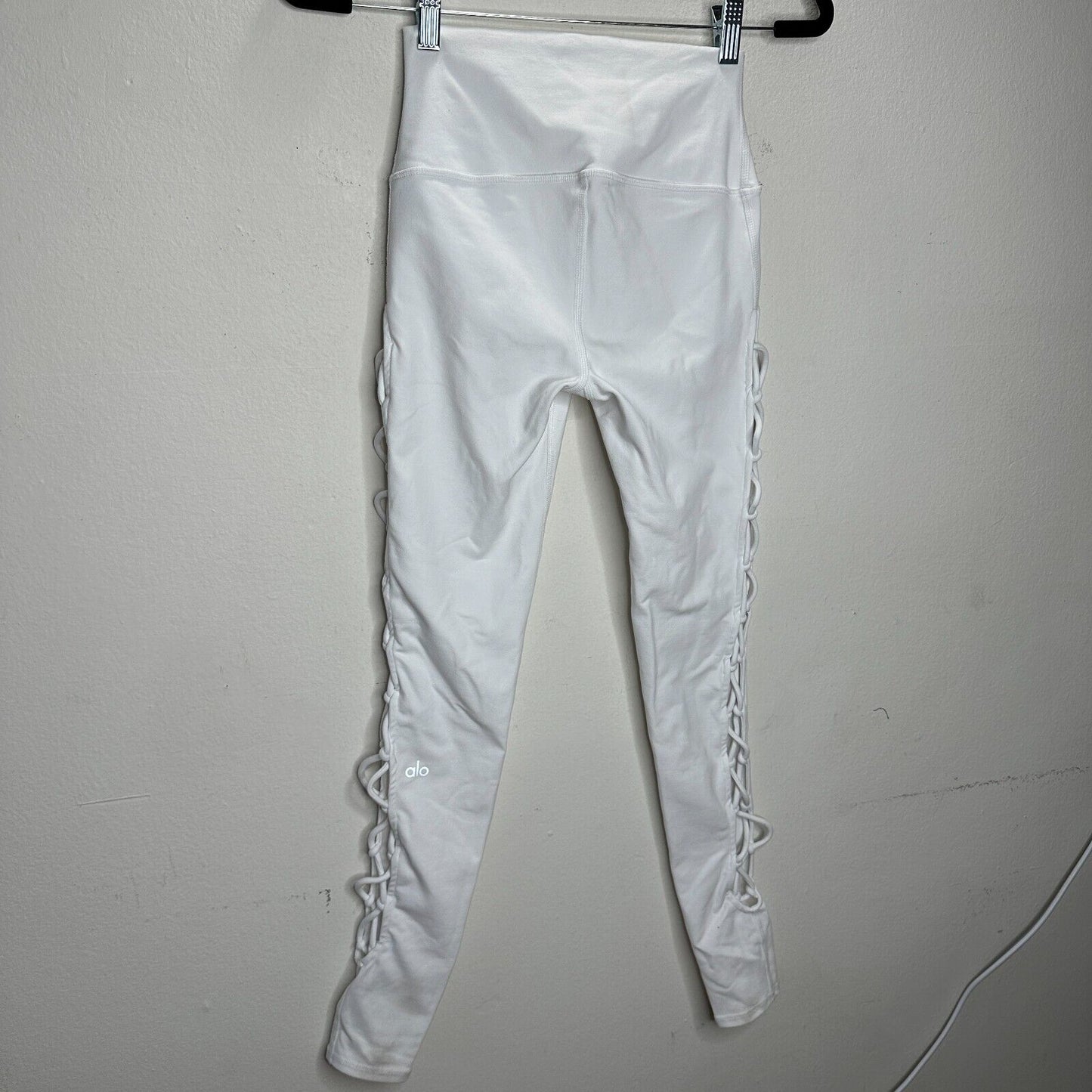 Alo White Interlace Legging High Waisted Lace-Up Detail on Sides Yoga Pant XS