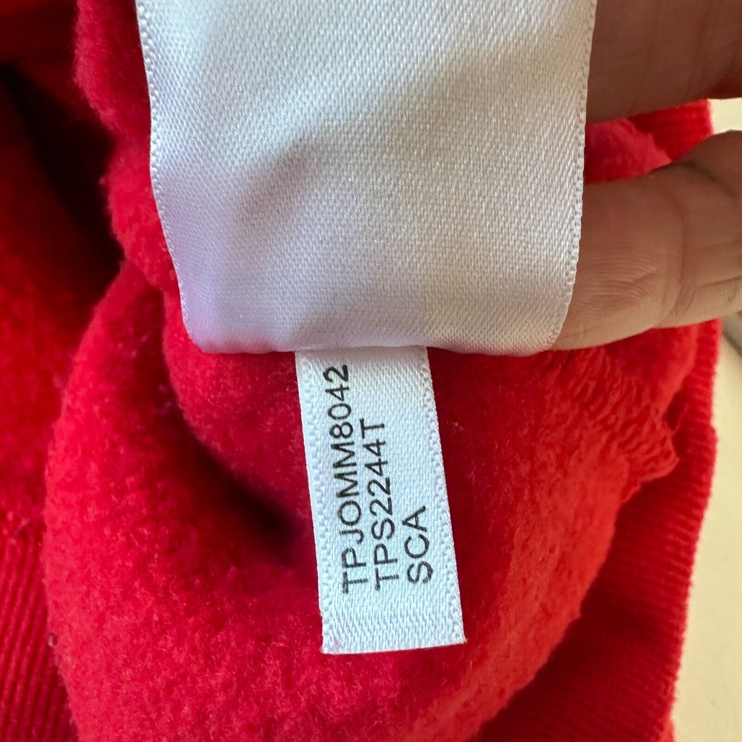 Tommy Hilfiger Sport Red Round Neck Big Logo Sweatshirt Thumbhole Sleeves XL