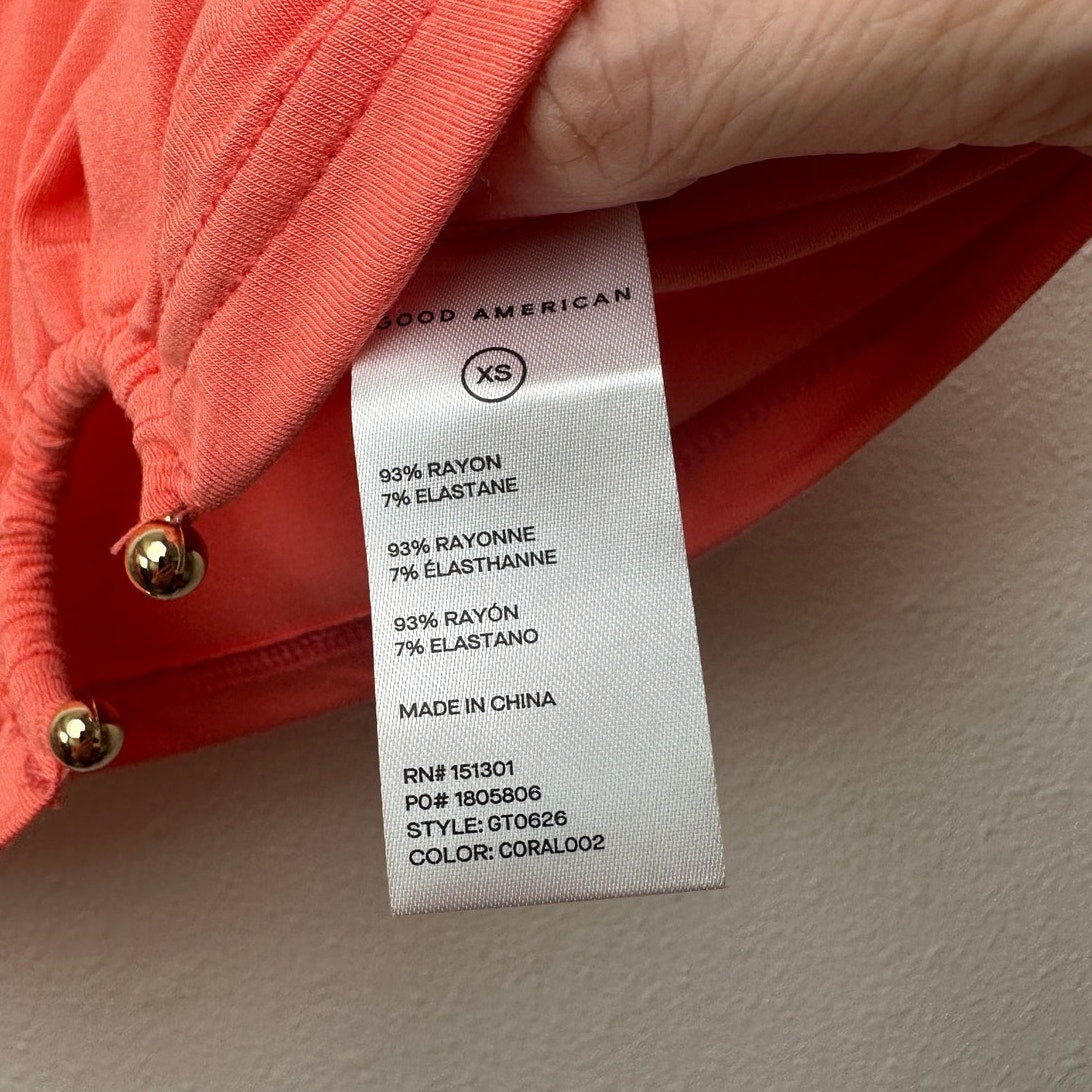 Good American Jersey Top Coral XS Ring Detail Tee