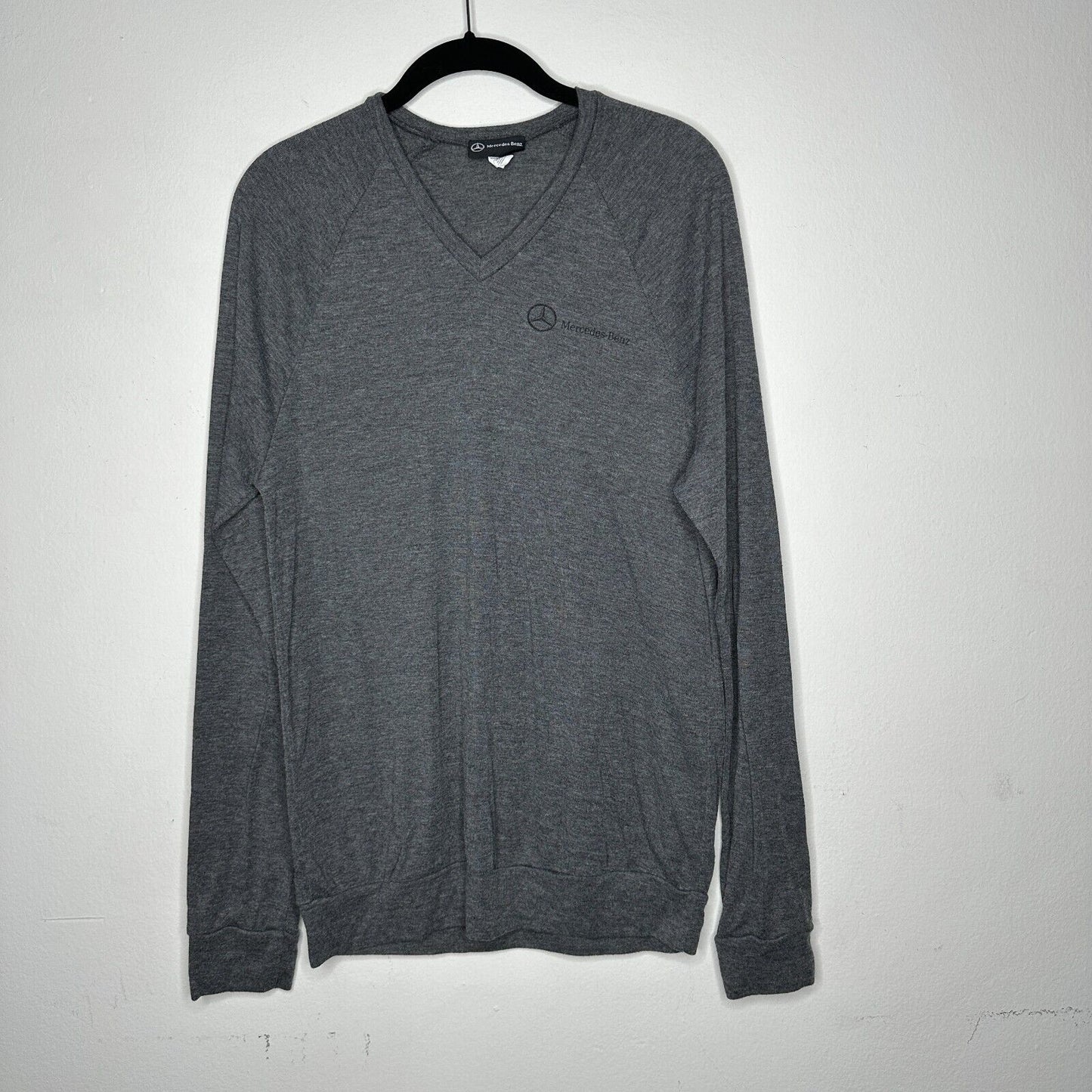 Mercedes Benz Logo Men's Ultra Thin Gray VNeck Long Sleeve Sweater Large