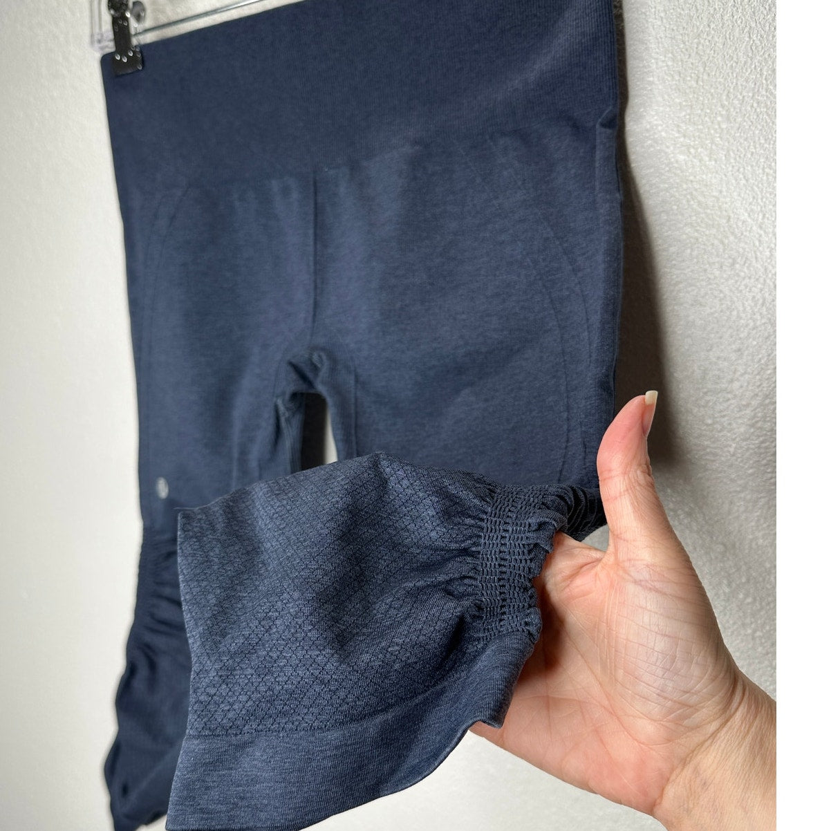 Lululemon In The FLow Slate Blue Gray Side Ruche Crop Yoga Pant 8