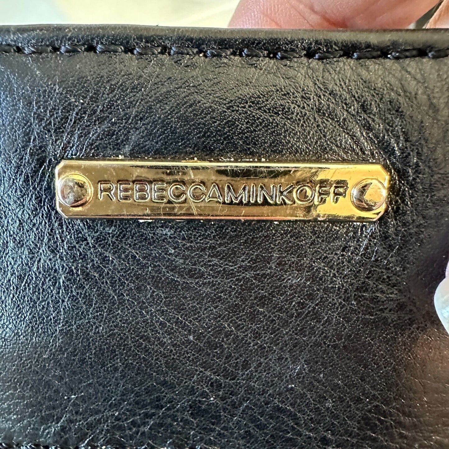 Rebecca Minkoff Black Leather Shoulder Bag Purse with Gold Hardware Chain Strap
