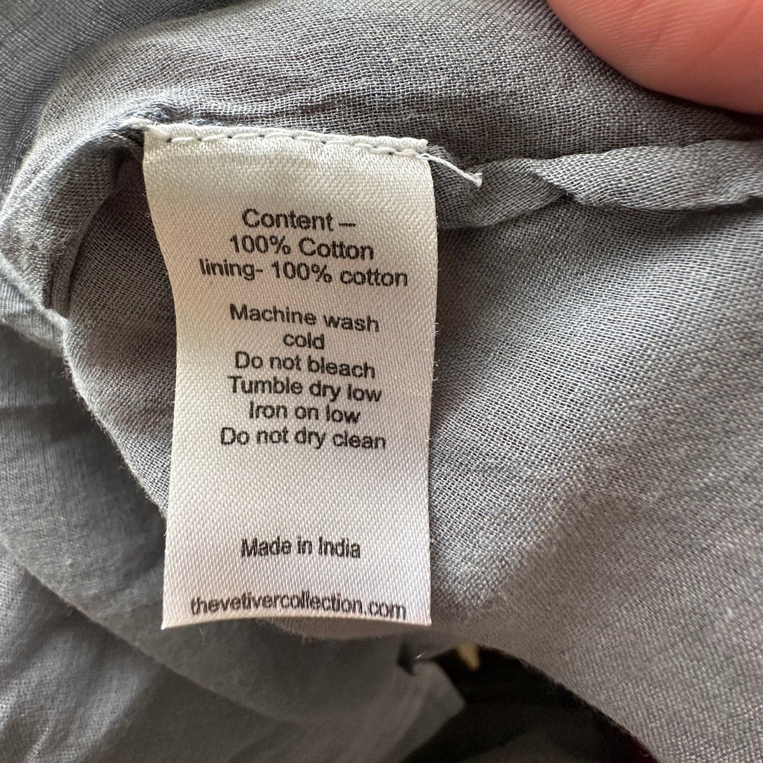 Vetiver Blue Gray Denim Round Braided Neckline & Strap Ruffle Dress 4