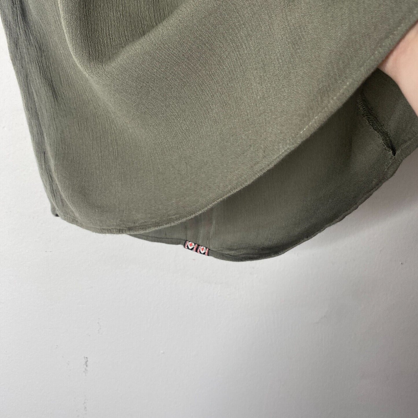 Braeve Olive Green Black Pink & White Aztec Print Trim Sleeveless Flowy Blouse S