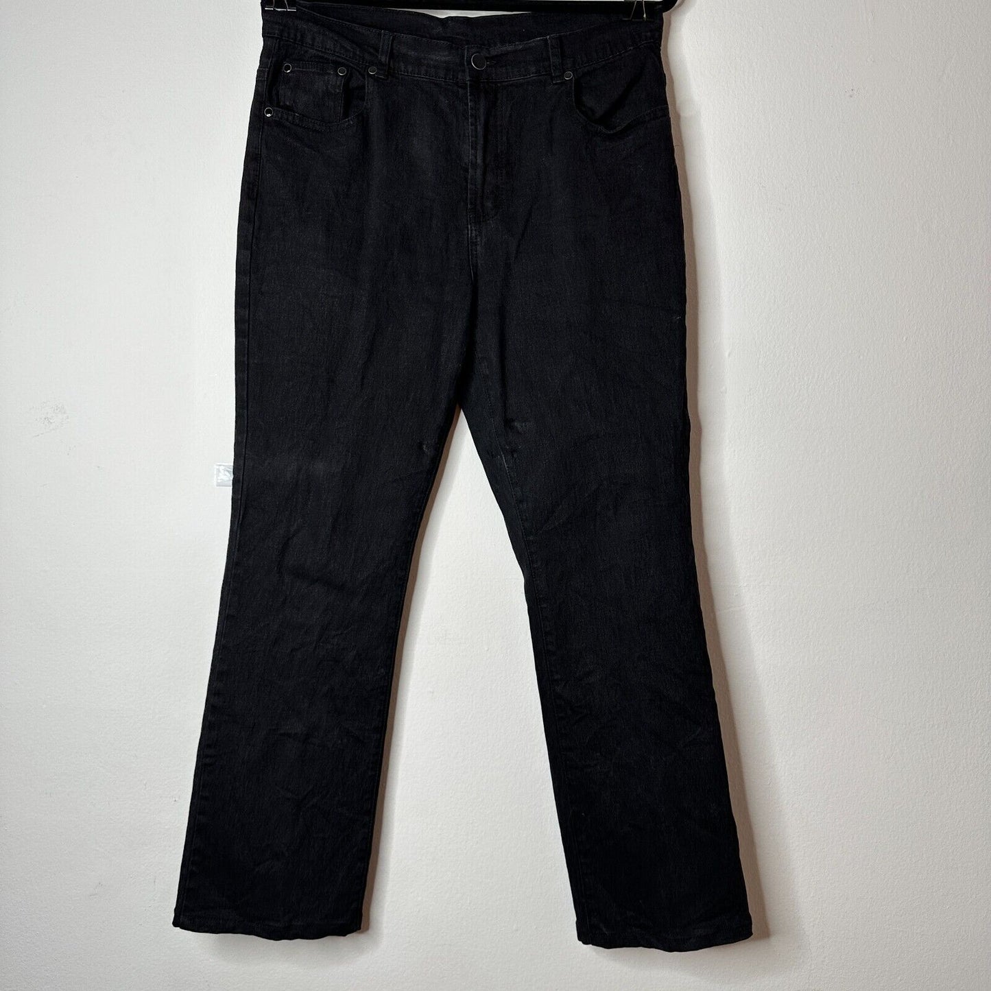 DG2 Diane Gilman Solid Black Mid-Rise Denim Jeans Stretch Straight Leg 10