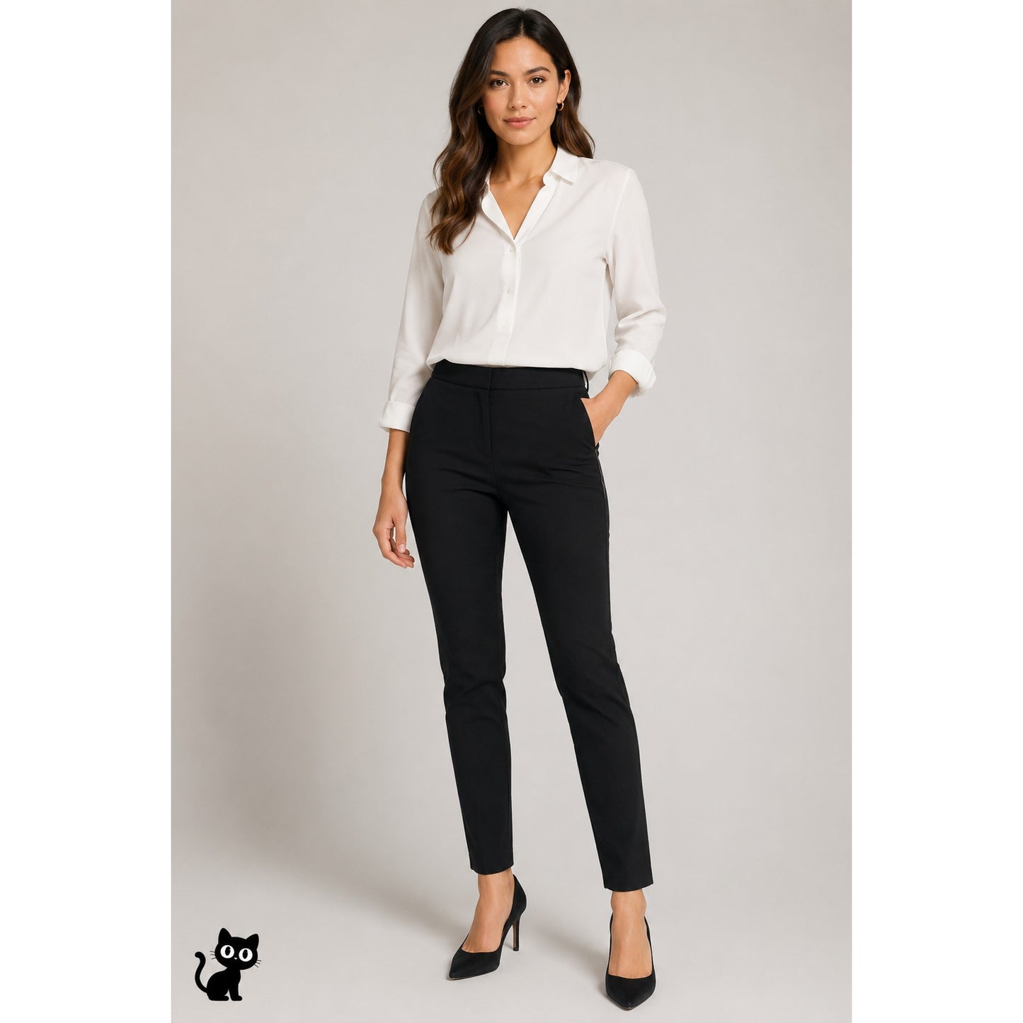 MM Lafleur Black Stretch Skinny Side Zip Trouser Pant 6