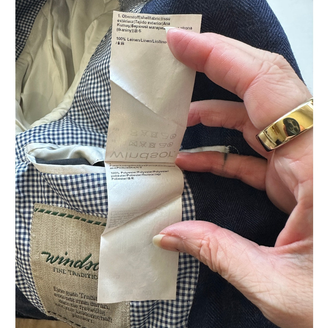 Windsor Men’s Stand-Collar Blue Blazer US 34 (EU 44) Suede Trim