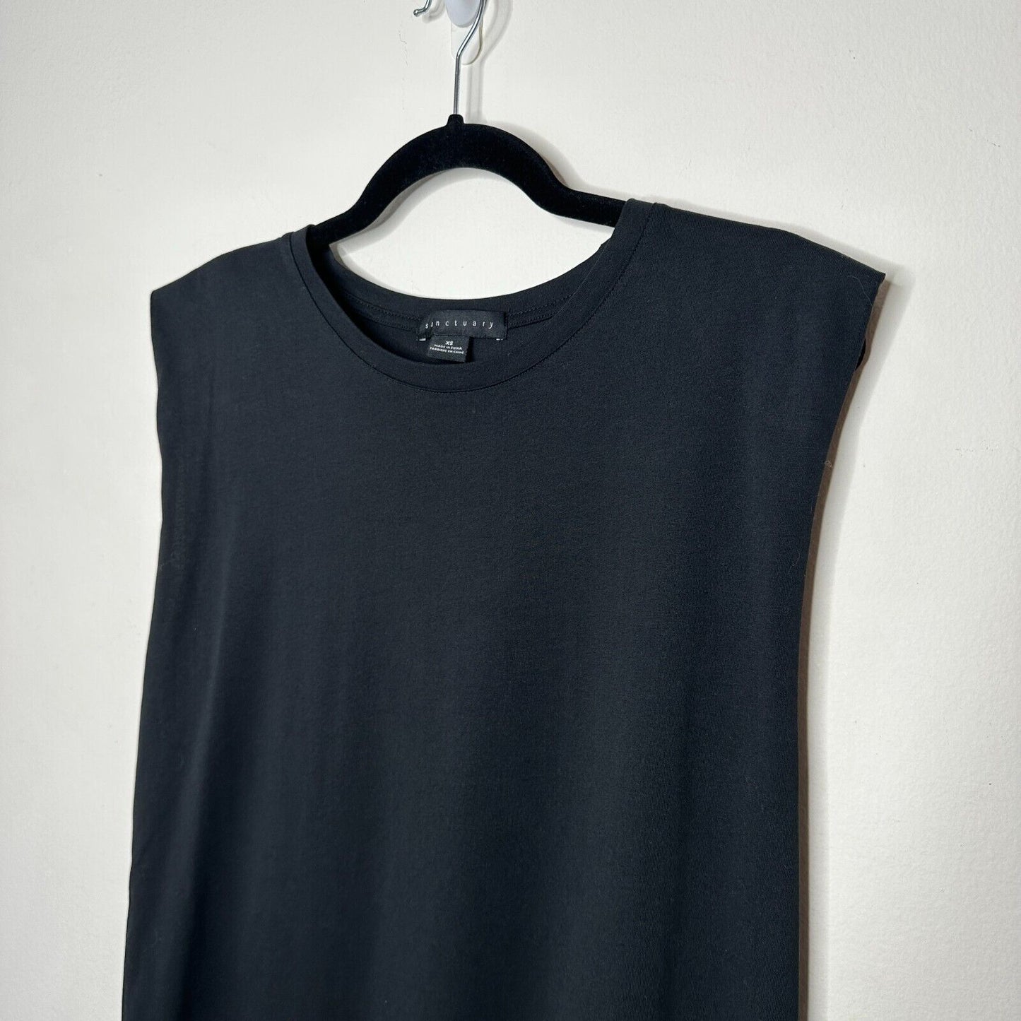 Sanctuary Cute Black Cotton Crewneck Sleeveless Drop Armhole Pullover Dress XS