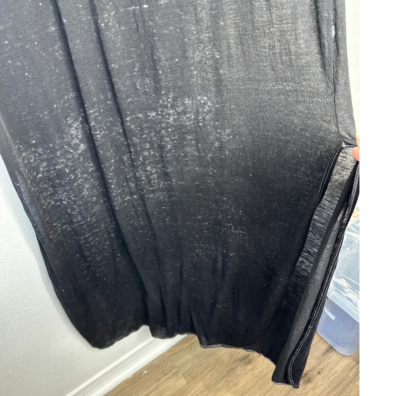 Enti Clothing Black Thin Sheer Speckled Print Sleeveless Maxi Dress 14