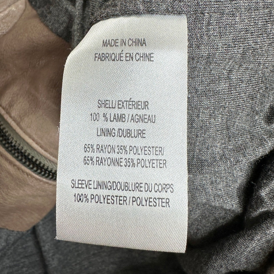 Haute Hoodie Fawn Taupe Lamb & Ribbed Knit Front Zip Hoodie Jacket S