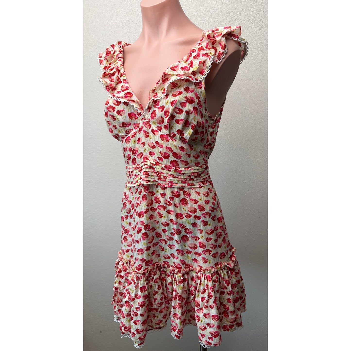 NWT Poupette St Barth Bruna Red Floral Mini Dress US XS