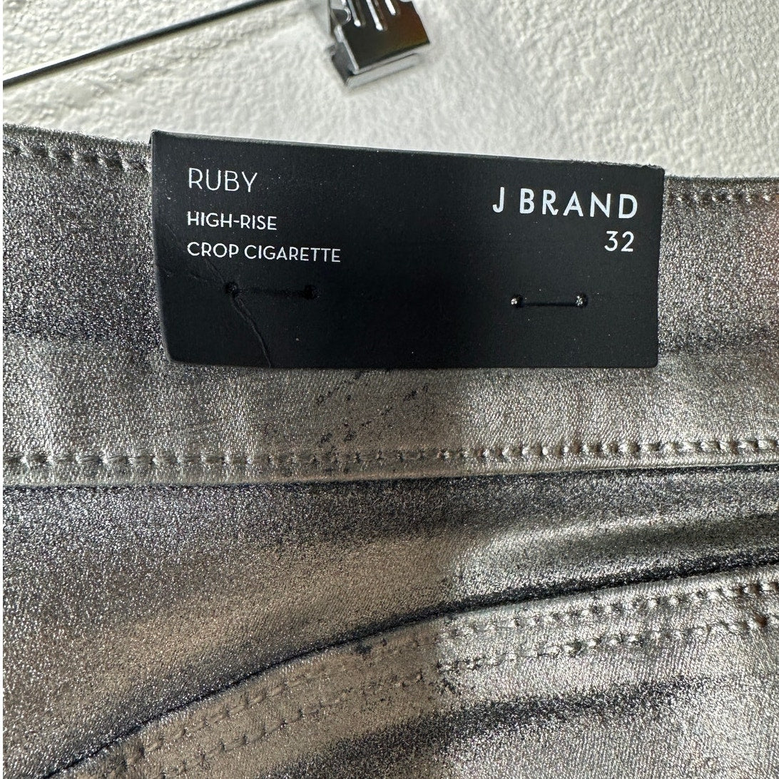 NWT J Brand Galactic Silver Ruby High Rise Crop Cigarette Jeans 32 / 14