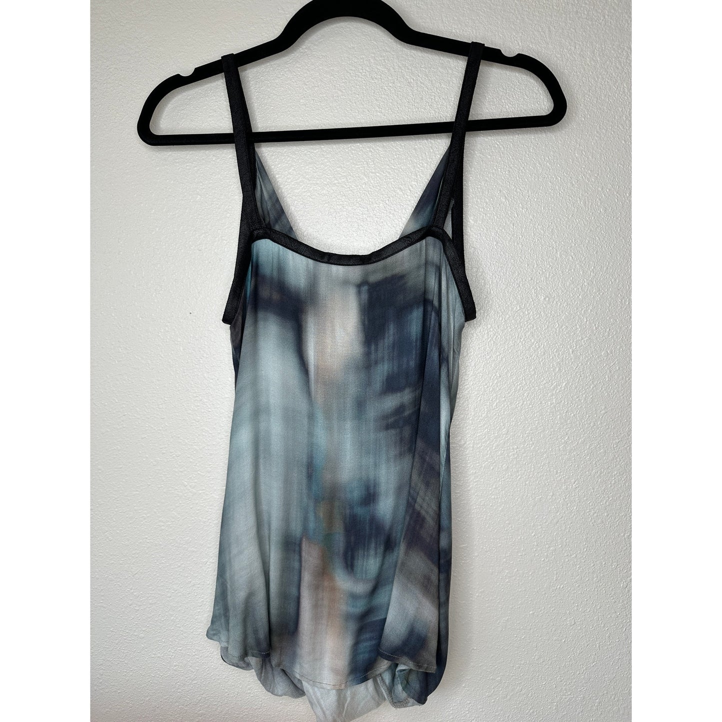 SW3 Teal Blue Multi Color Tie Dye Front Snap Faux Wrap Tank Top M