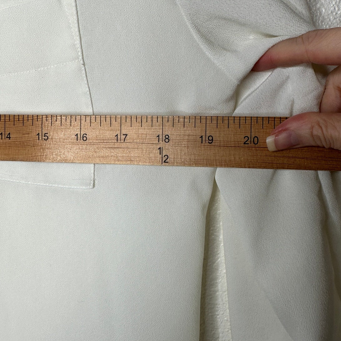 Martinique Ivory Long Sleeve V-Neck Bronze Button Up Blouse Top 6
