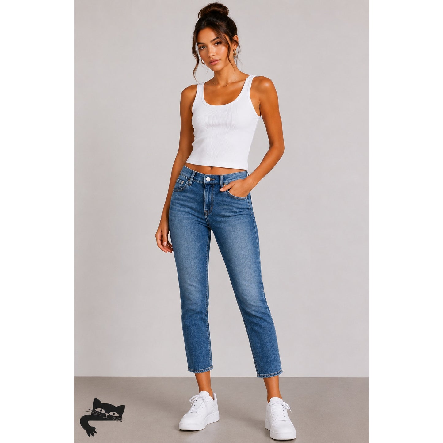 AG-ED Adriano Medium Light Wash Prima Crop Cigarette Leg Jeans 30