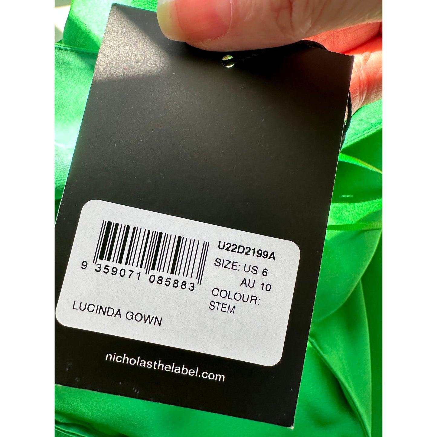 NWT Nicholas Lucinda Green Silk Halter Slip Maxi Dress Women’s US 6
