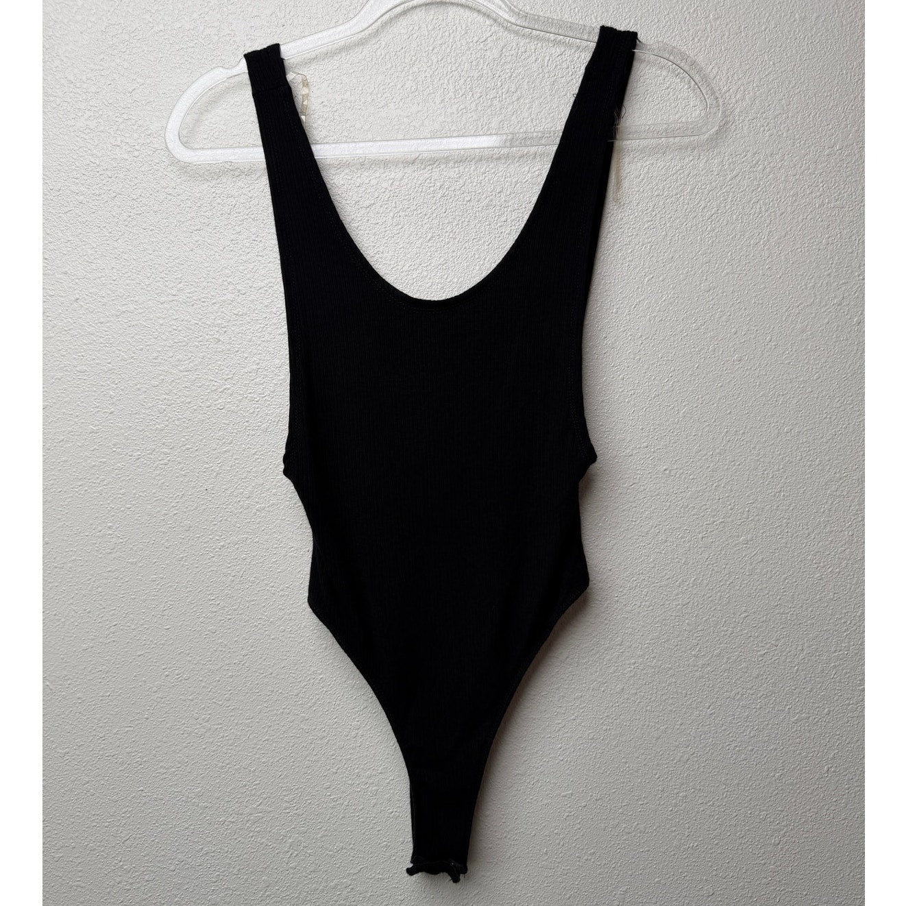 Fashion Nova Black Ribbed Low Back Sleeveless Bodysuit Size M