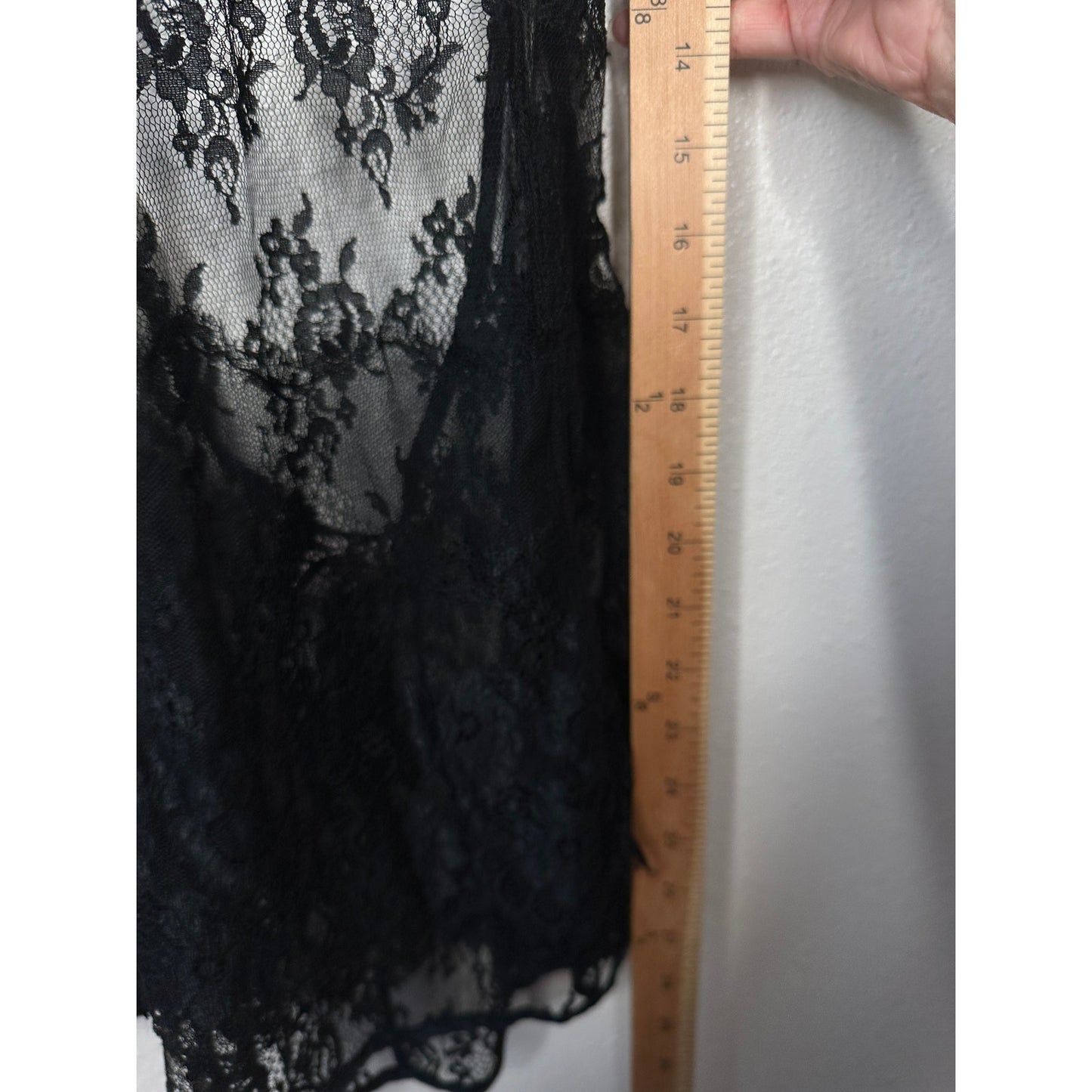 Victoria’s Secret Very Sexy Black Sheer Lace Nightie Open Back Slip Lingerie