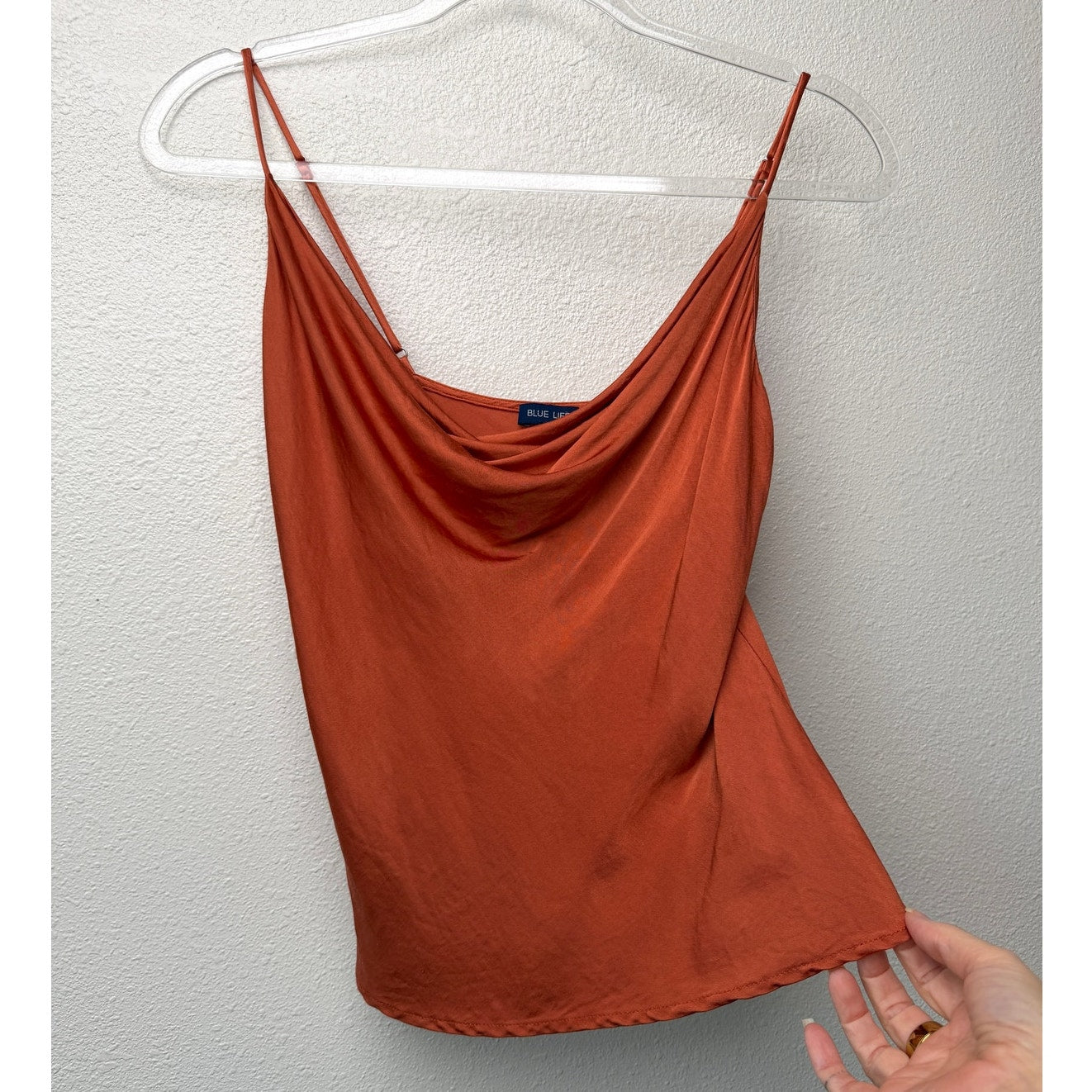Blue Life Rust Cowl Neck Cami Top XS 100% Viscose Made USA