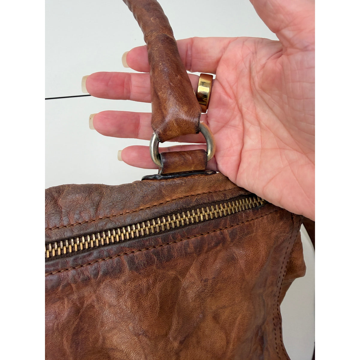 Givenchy Cognac Brown Zip Satchel Bag Women's