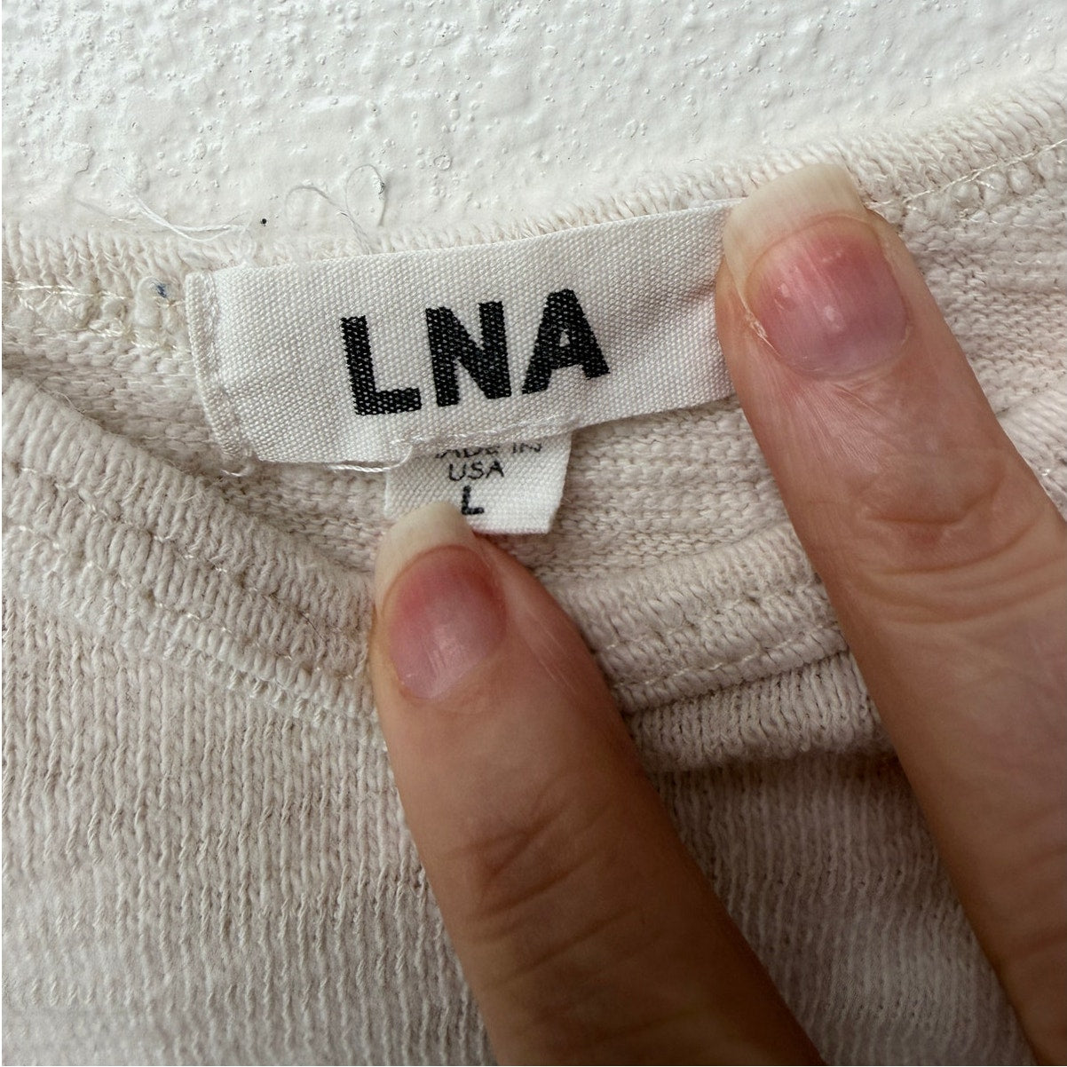 LNA Cream Cotton Spaghetti Strap Crop Top Womens L