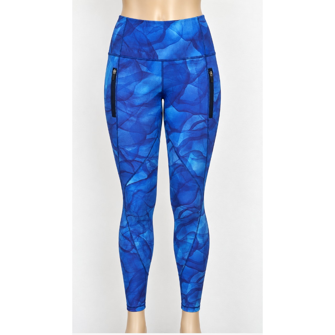 Lululemon Blue Run It Out High Waist Full Length Midnight Tulle Yoga Zip Pant S