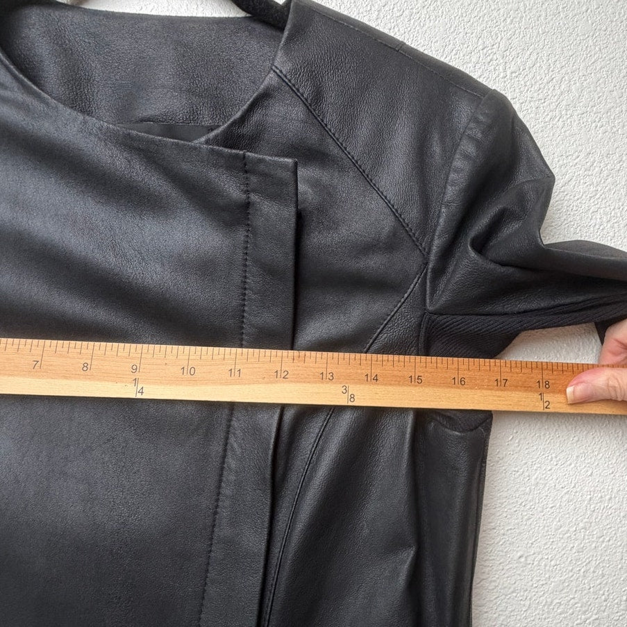 Veda Black Genuine Leather Moto Biker Jacket Women's Medium