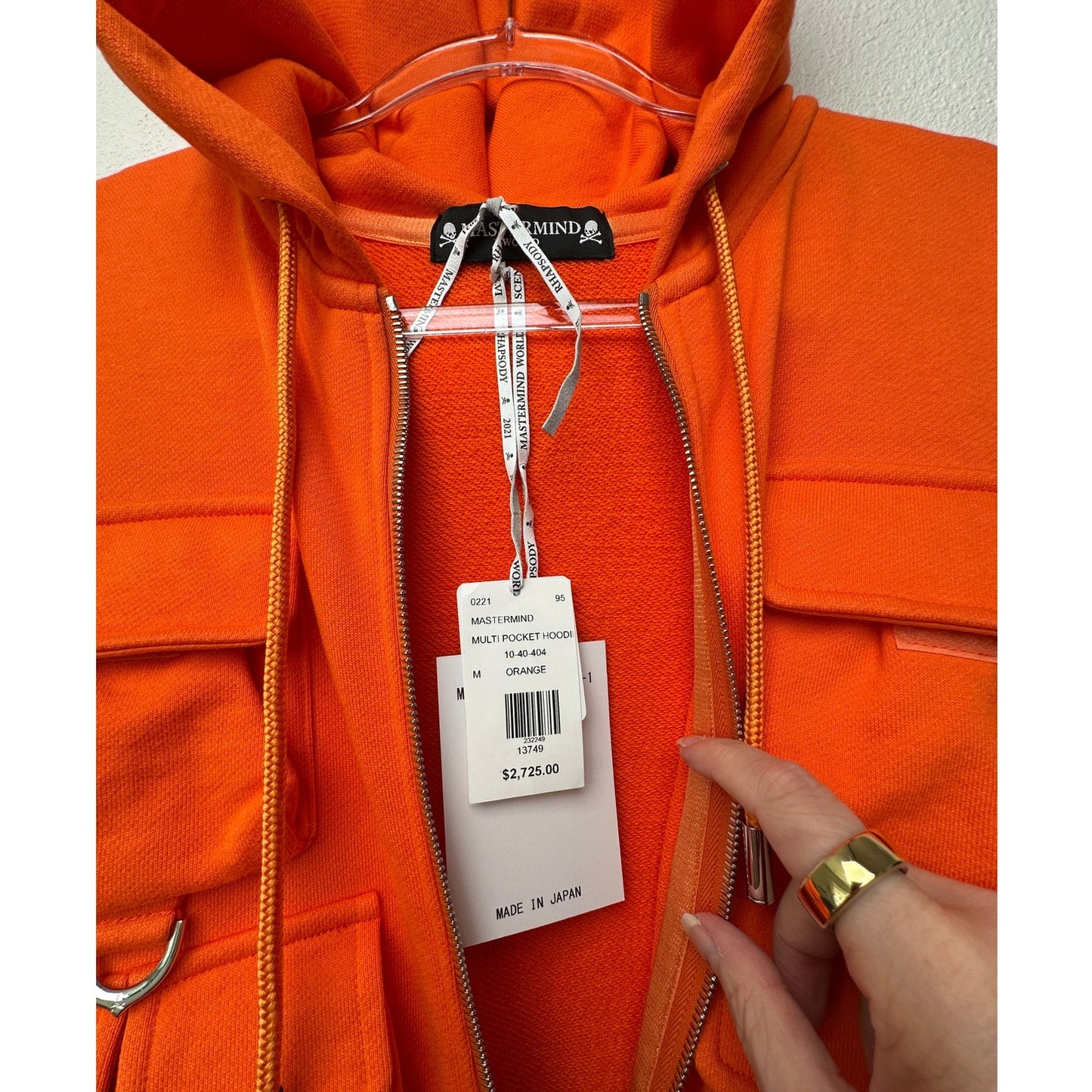 NWT Mastermind World Orange Multi-Pocket Utility Zip Hoodie Men’s M