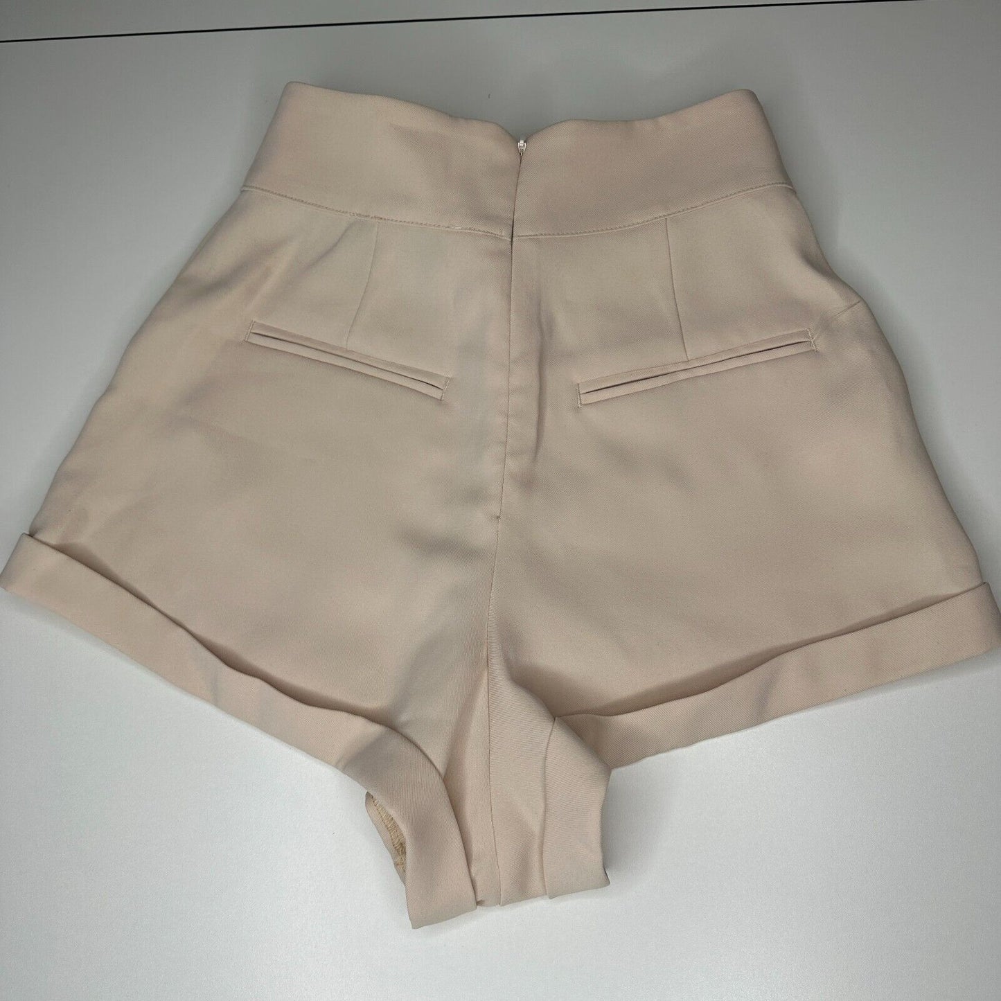 NWT L'Academie Tan Romance Shorts Cuffed Zip Back Front Grommet Lace-Up XS