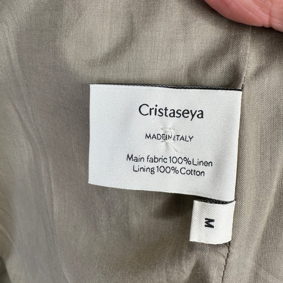 NWT Cristaseya Oversized Linen Blazer Ecru Black Yellow Plaid M