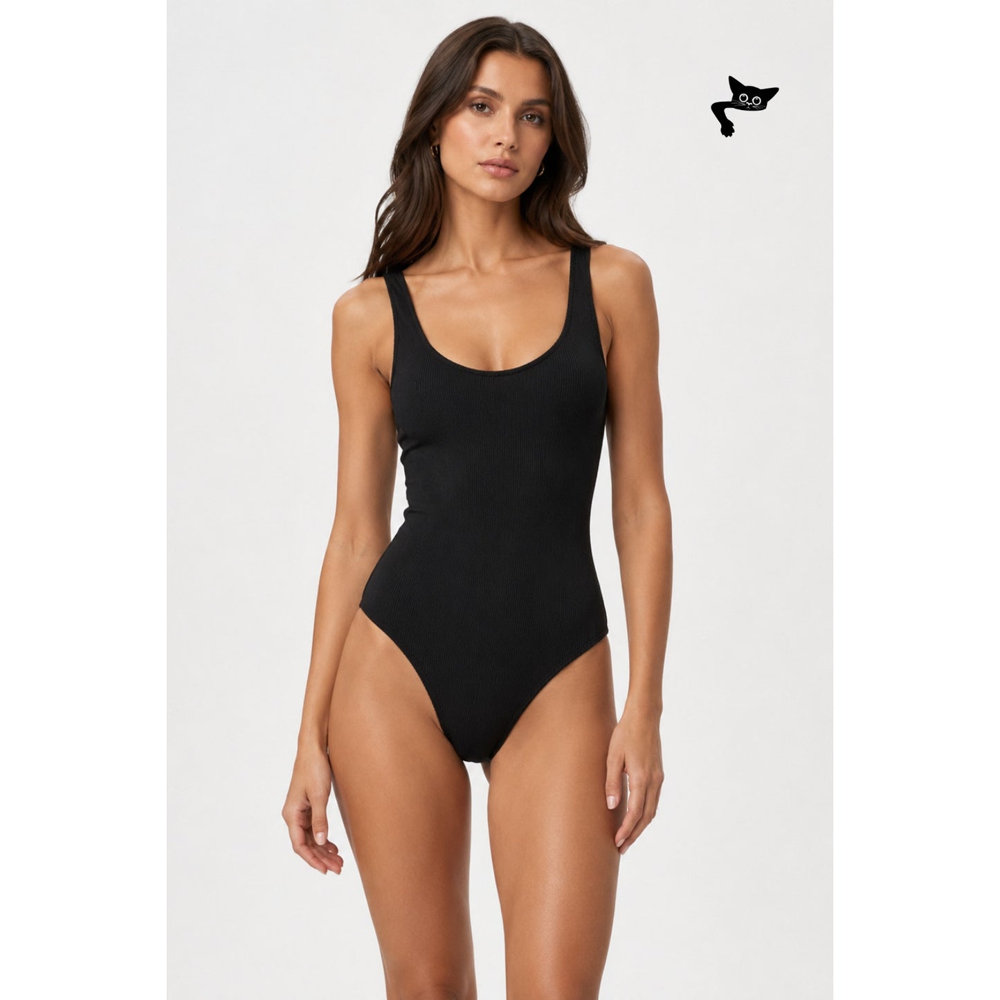 Dance & Marvel Black Ribbed Scoop Back Bodysuit S