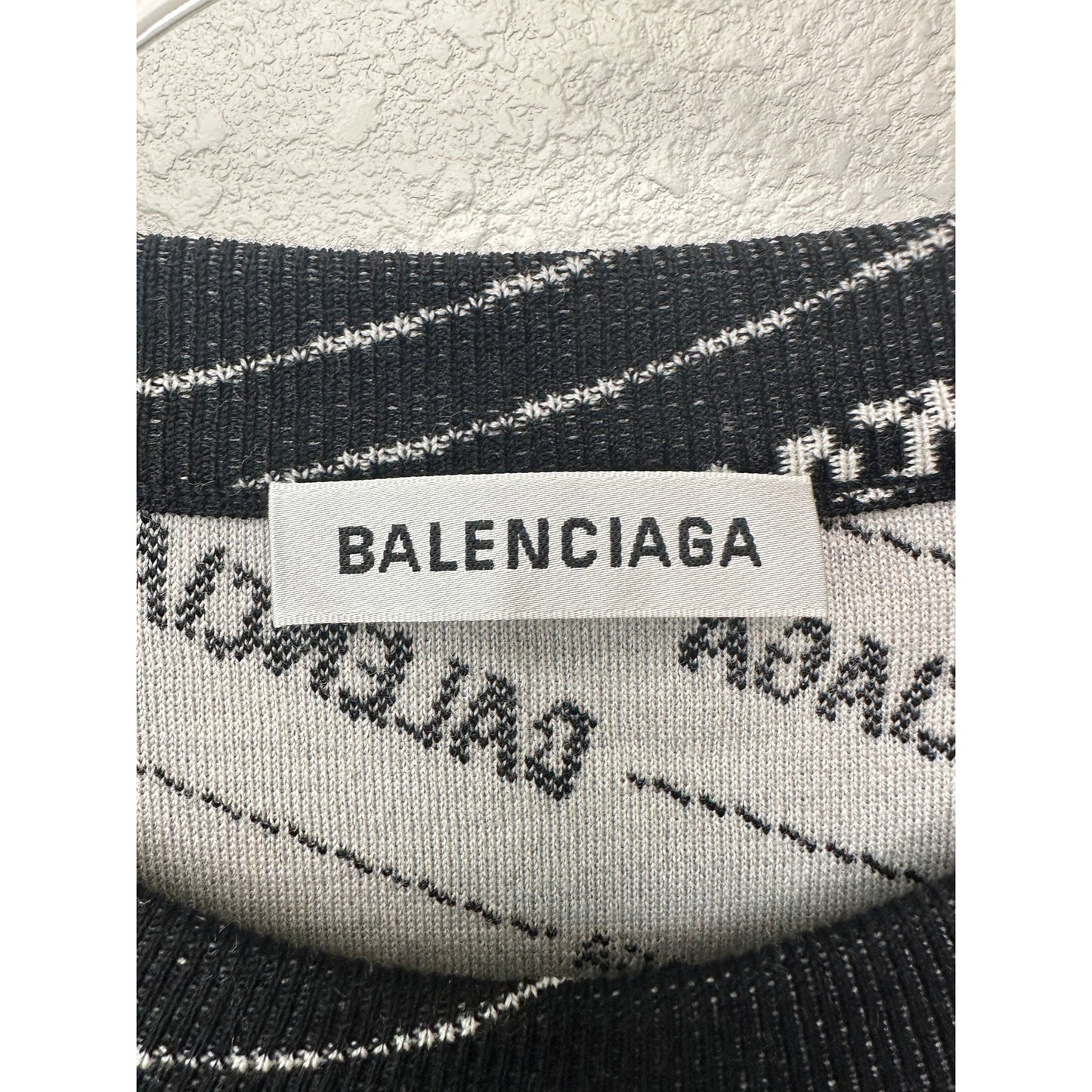 NWT Balenciaga Logo Intarsia Wool-Blend Sweater Black Men's XL