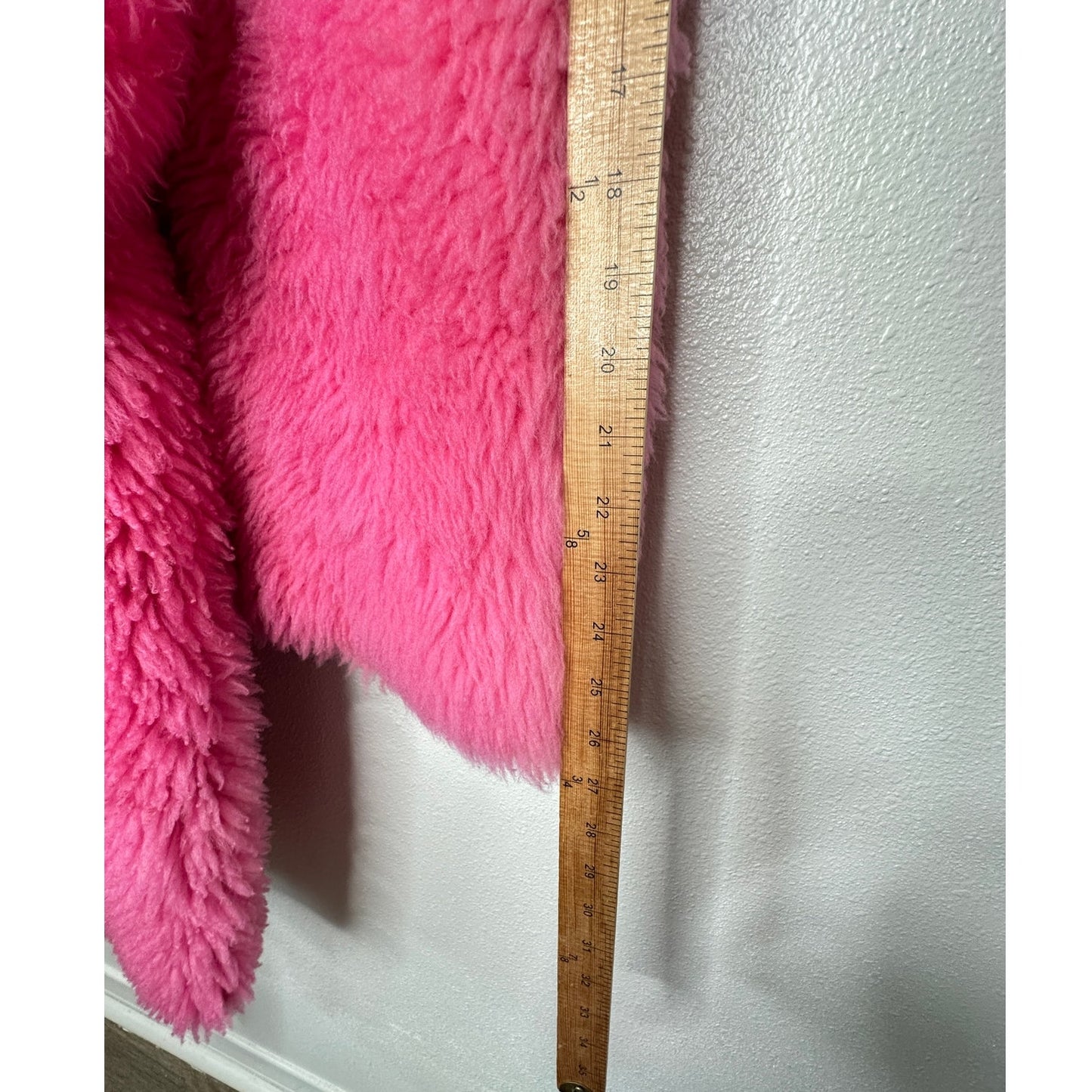 Celine Pink Shearling Belted Longline Coat Women’s Size 8