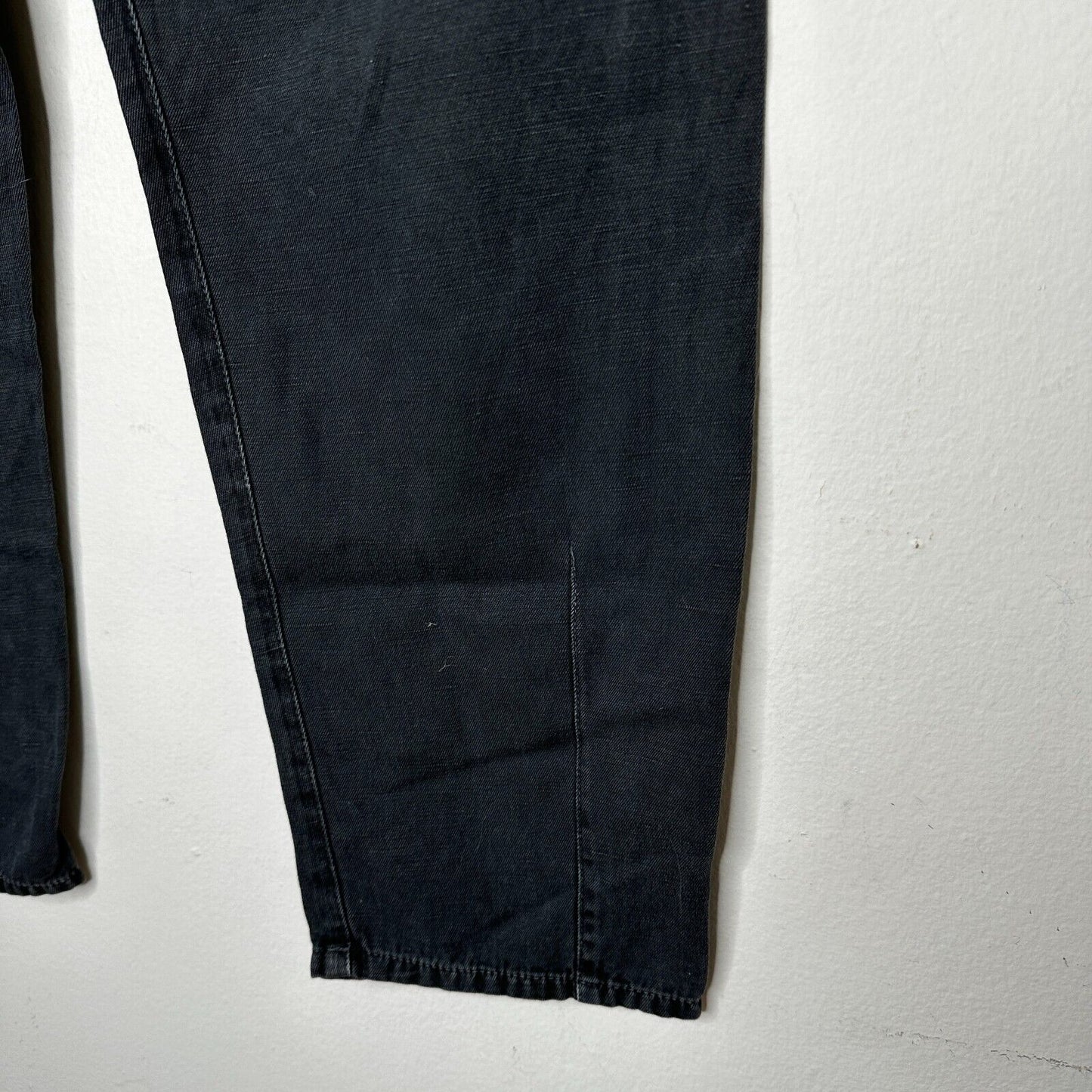 Nili Lotan Muted Black Drop Crotch Button Front Cropped Denim Jeans Size 6