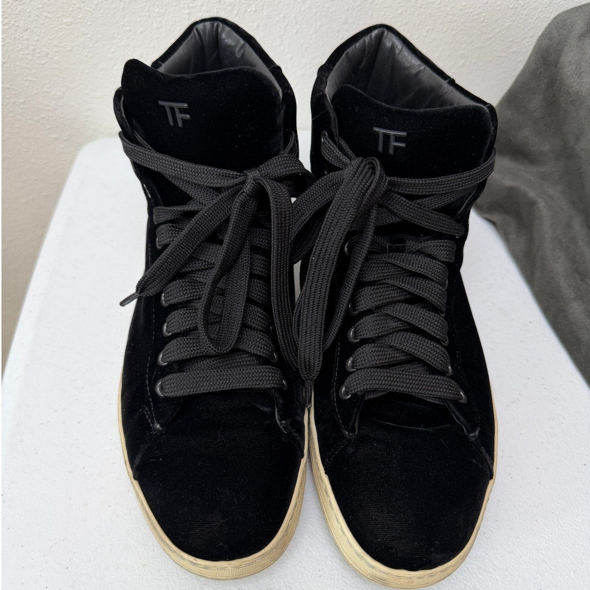 Tom Ford Black Suede High Top Sneakers Size EU 44