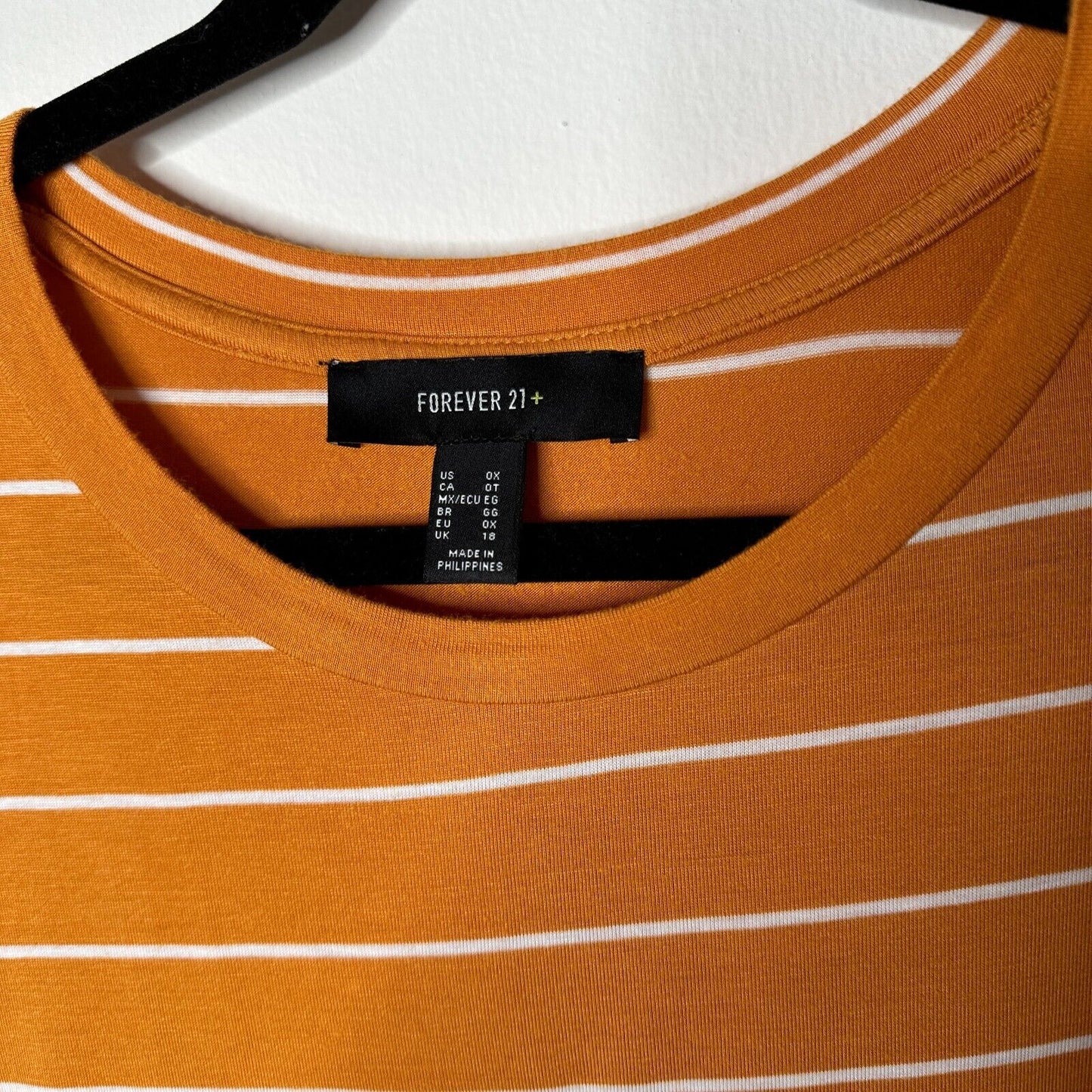 Casual Orange and White Stripe Short Sleeve Tee Lettuce Edge 0X