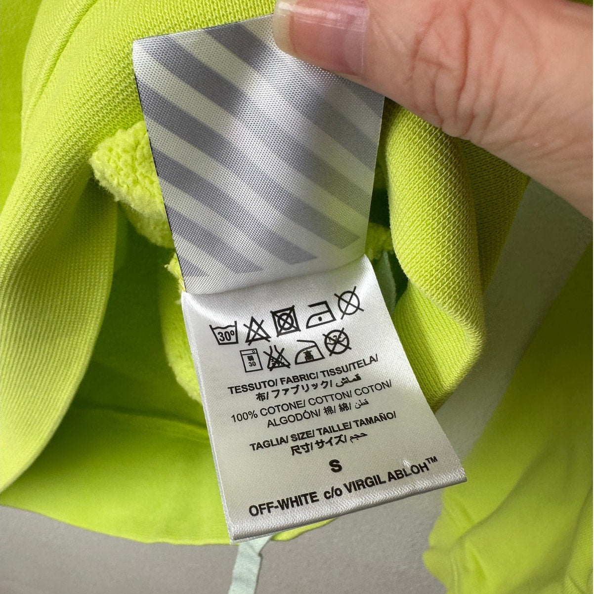 Off-White Contracting Graphic Print Hoodie Lime/Yellow Unisex S