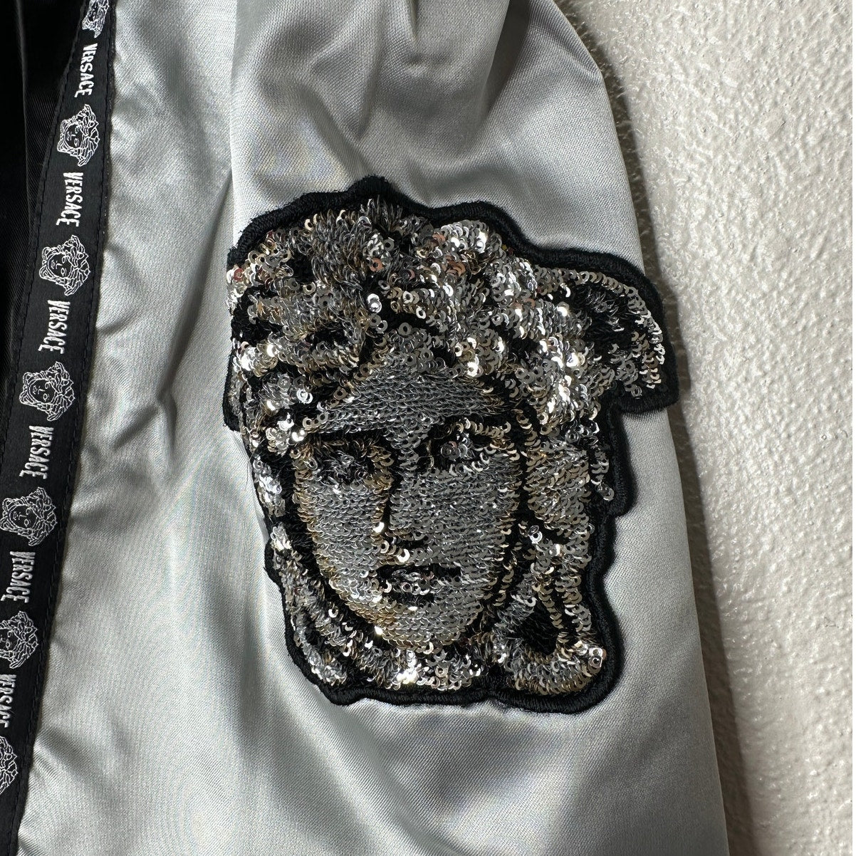 Versace Muay Thai Boxing Shorts Black & Silver Sequin 48 / M